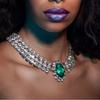 Collar de diamantes de imitación de alta calidad, venta caliente europea y americana, accesorios, collar distintivo de múltiples capas de esmeralda exagerada para mujeres