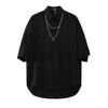 Colar Metálico Diablo da Moda Camisa Bonita Masculina Estilo Rua hiphop Hong Kong Combina com Tudo Cor Sólida Manga Curta