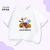 Camiseta Infantil de Halloween Negra de Manga Corta para Niños y Niñas con Estampado de Calabaza Fantasma Linda de Dibujos Animados Camiseta de Manga Corta para Niños