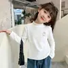 Camiseta de Manga Larga de Felpa para Niñas para Niños Medianos y Grandes Ropa Interior Cálida para Niños Estilo Coreano Moderna Top Elegante de Cuello Semi-Alto Tendencia