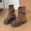 Botas Martin súper elegantes de suela gruesa y tacón grueso para mujer, nuevo estilo elegante 2026, aptas para personas menudas, adelgazantes, que aumentan la altura, botas para piernas cortas