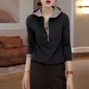 Camiseta de manga larga con capucha y media cremallera de terciopelo alemán doble cara para otoño e invierno, juvenil y versátil, capa base con forro polar, top pequeño de color contrastante, sudadera para mujer