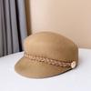 Estilo Japonés Otoño e Invierno Lana Lana Sombrero Ecuestre para Mujer Hebilla Metálica Trenza Decorativa Sombrero de Caballero Todo Fósforo Cálido Sombrero de Fieltro Gorra de Visera