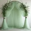 Cortinas de Tul Transparentes Transfronterizas para Decoración de Fiesta de Boda al Aire Libre, Decoración en el Lugar, Fondo Decorativo, Arco de Boda, Cortinas de Boda