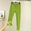 Ropa interior térmica de terciopelo sin costuras para mujer, mallas forradas de polar, ropa de otoño e invierno para mujer, calzones de color liso, pantalones cálidos ajustados de talla grande