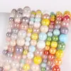 Estilo ins cor de doce contas de vidro cristal redondo cor mista produtos semi-acabados com contas 6~10mm em estoque cor arco-íris contas soltas