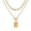 Mu Shang cross-border hot Square rose pingente colar feminino europeu e americano retro Net vermelho com colar duplo atacado
