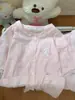 Conjunto de Pijama con Adorno de Encaje para Mujer, Conjunto de Cardigan de Manga Corta y Shorts de Verano, Ropa de Casa para Dormitorio Estudiantil