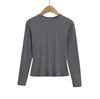 Estilo Simple Chica Sexy Cintura Alta Cuello Redondo Adelgazante Camiseta Base Top para Mujer Elástica Ajustada Color Sólido Manga Larga Venta al por Mayor