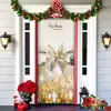 Decoración de Cubierta de Puerta de Navidad Tela de Fondo Verde de Navidad Cubierta de Puerta de Navidad Colgante de Puerta Decoración de Fiesta de Año Nuevo Tapiz de Cubierta de Puerta