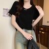 Playera de Manga Corta con Hombro Derecho Descubierto para Mujer Verano 2025 Nueva Popular Camiseta Moda y Slim Top Corto