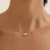 El Collar de Perlas de Vidrio Más Vendido de Amazon para Mujer, Perlas de Concha Chapadas en Oro Cobre 14K, Joyería Sencilla en Capas Transfronteriza al por Mayor