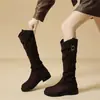 Botas Largas Casuales para Mujer 2026 Otoño/Invierno Nuevas Botas Arrugadas Vintage Punta Redonda Francesa Adelgazantes Botas Altas