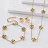 Conjunto Moderno de Colar, Pulseira e Brincos de Camélia, Joias da Moda em Aço Titânio para o Dia a Dia, Não Desbotam, Dropshipping de Peça Única