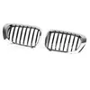 Adecuado para Parrilla de Admisión Modificada de Barra Única de 2 Puertas para BMW Serie 3 E46 de 1998-2001, Parrilla Central Negra con Marco Plateado para Serie 3 E46