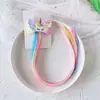 Trenzas Infantiles de Unicornio Arcoíris Peluca Infantil Pasador de Dibujos Animados Accesorios para el Cabello de Niñas Coleta Alta Trenzada Diadema Colorida
