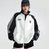 Dmnumb Estilo Americano Campus Patchwork Bloques de Color Raya Deportiva Unisex Otoño Nuevo Retro Calle Bordado Chaqueta 09