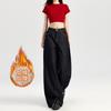 Jeans Anchos de Pierna Ancha, Gruesos y Holgados, Forrados de Polar, Color Naranja Infantil para Mujer, Adelgazantes y con Caída, Pantalones Elegantes y Versátiles de Longitud Completa.