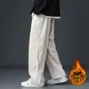 Pantalones Casuales Nuevos de Otoño e Invierno Transfronterizos para Hombre Rectos Holgados de Pana con Forro Polar Cálidos de Pierna Ancha Deportivos Largos