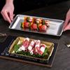 Plato rectangular de acero inoxidable 304 engrosado, plato para barbacoa coreana, plato para sushi, plato de fondo plano, bandeja, plato de almacenamiento