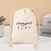 Punto al por mayor Creativo Lona Estampada Bolsillo con Solapa y Cordón Pantalones Estampados con Logo Algodón y Lino Bolsa con Cordón Bolsa de Almacenamiento Pantalones con Bolsillo de Solapa y Cordón Personalización