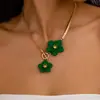 Corrente para Clavícula Decorativa Floral Pintada à Mão de Luxo Leve Estilo Europeu e Americano Versátil Estilo Coreano Colar para Meninas