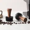 Pó Limpador de Café Tigela Escova, Acessórios de Limpeza para Máquina de Café, Limpeza de Borra de Café, Bolo de Pó da Cabeça de Preparo, Cabo de Madeira Sólida
