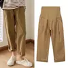 Pantalones cropped de maternidad para primavera y verano, pantalones casuales tipo dad para mujeres petite, que no aprietan durante el embarazo, ropa de primavera para mujeres embarazadas