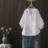 2026 Primavera/Verano Nuevo Graffiti Artístico Cuello en V Holgado Suéter Camisa de Manga Media para Mujer Venta al por Mayor