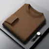 Camiseta Base de Punto de Marca Destacada para Hombre, Suéter de Lana de Cuello Redondo, Suéter Clásico Versátil Anti-Pilling