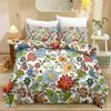 Capa de Edredom Floral de Comércio Exterior Estampa Digital Lençol Série Estilo Étnico Roupa de Cama Conjunto de Quatro Peças Fábrica Tamanho King