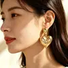Pendientes Retro Europeos de Corazón Martillado Metal Martillado Diseño de Nicho Joyería de Oreja Personalidad Venta al por Mayor