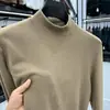 Camisa de terciopelo para hombre, cuello medio alto, informal, con forro polar, 2023 Invierno, ropa interior cálida con forro polar, suéter ligero