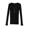 Suéter elegante sexy de punto para mujer con abertura en el bajo, 2023 otoño e invierno, cuello en V, tres botones, manga larga, cárdigan abrigo