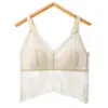 Ropa interior francesa romántica, ligeramente madura, deseo puro, fina, sexy, de encaje, hermosa espalda, para mujer, top sin tirantes de copa fija, camisola, sujetador