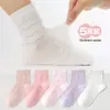 Calcetines para Niños, Estilo Delgado de Verano, Algodón de Xinjiang, Clase A, Malla Transpirable, Color Sólido, Calcetines de Media Pantorrilla para Niñas, Adecuados para Niños Mayores y Estudiantes