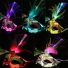 Máscara de Halloween de Media Cara para Mascarada de Princesa con Plumas Luminosas, Accesorios para Hombres y Mujeres, Fiesta de Adultos, Niños, Cara Completa, Lote