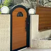 Puerta de Patio de Aleación de Aluminio, Puerta Sólida de Hierro Forjado para Exteriores de Villa, Valla de Patio de Casa Rural, Arco de Jardín con Textura de Madera