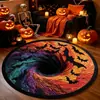 Alfombra decorativa redonda temática de Halloween para uso doméstico, adecuada para salas de estar, a prueba de polvo y resistente a las manchas, se puede usar como alfombra de sofá o mesa de café, y como una alfombrilla de piso fresca y cómoda para dormitorios
