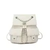 Mochila Pequena Acolchoada com Corrente Estilo Chanel, Mochila para Estudante Universitário e Trabalhador Estilo Coreano, Bolsa Feminina com Design de Nicho