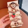 Nuevo conjunto de 5 piezas de diadema de oso fresa para niños, cuerda para el pelo de dibujos animados linda, cuerda para el pelo de estrella melódica, anillo pequeño de Dai Lu, cuerda para moño