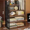 Prateleira de armazenamento de mesa, estante pequena vertical de várias camadas para mesa, armário de armazenamento de arquivos para estação de trabalho de escritório, estante de livros para casa