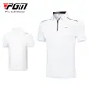 Pgm Nova Roupa de Golfe Masculina Manga Curta Verão Esportiva Camiseta Masculina Respirável Secagem Rápida Absorvente de Suor Zíper Gola