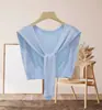 Camisa de Punto Fino de Verano Chal Camiseta Ropa Exterior Capa Anudada Protector de Cuello Cuello Falso 01 Versátil para Habitaciones con Aire Acondicionado