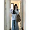Camiseta de Manga Larga Estilo Niche Americano para Mujer Otoño 2025 Nuevo Holgada Moda Casual Longitud Media Estilo Ins