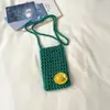 Shuai Mi Jia 2026 Nova Bolsa Trançada Fofa Bolsa Transversal para Celular Bolsa Pequena de Tricô Vazado Bolsa de Praia