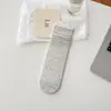 Meias Finas de Primavera e Verão para Mulheres, Estilo Coreano Ins com Listras Verticais Simples Meia-Calça Média, Meias Versáteis de Cor Sólida com Efeito Amassado, Meias Longas Sem Costura