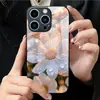 Funda de cristal templado adecuada para Apple 15 Pro, funda protectora rosa de margarita para iPhone 16 Pro Max