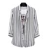 Camisa informal de manga corta para hombre, camisa de rayas para adolescentes, camisa de siete mangas, ropa de verano para comercio exterior.