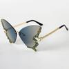 Nuevas Gafas de Sol con Forma de Mariposa Sin Montura Gafas de Sol Rojas de Internet para Mujer Gafas de Sol Transfronterizas de Alto Nivel